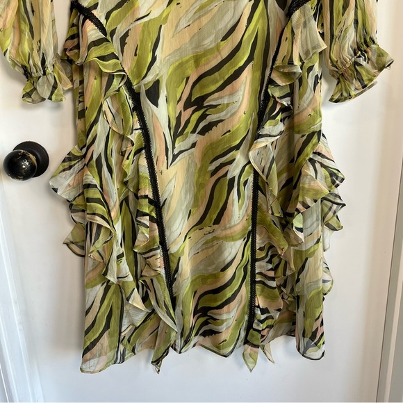 Lost + Wander Arroyo Willow Green Midi Chiffon Ruffle Dress, Size Small - Picture 6 of 11